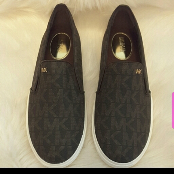 MICHAEL Michael Kors Shoes - Michael Kors Keaton Slip on brown logo shoes